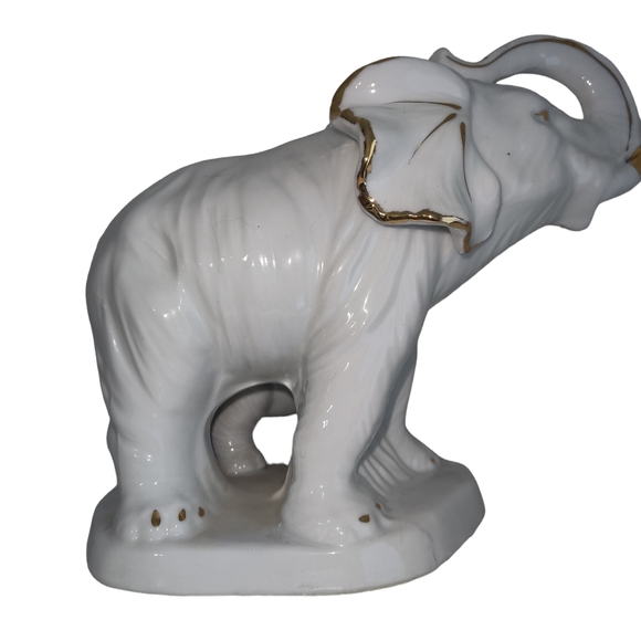 Large Vintage Elephant Figurine White with gold accents - Picture 3 of 7